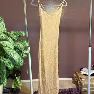 Sequin Slip Maxi Dress in Champagne